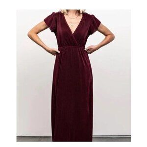 Baltic Born Athena Pleated Short Sleeve Dress in Mulberry Size Medium